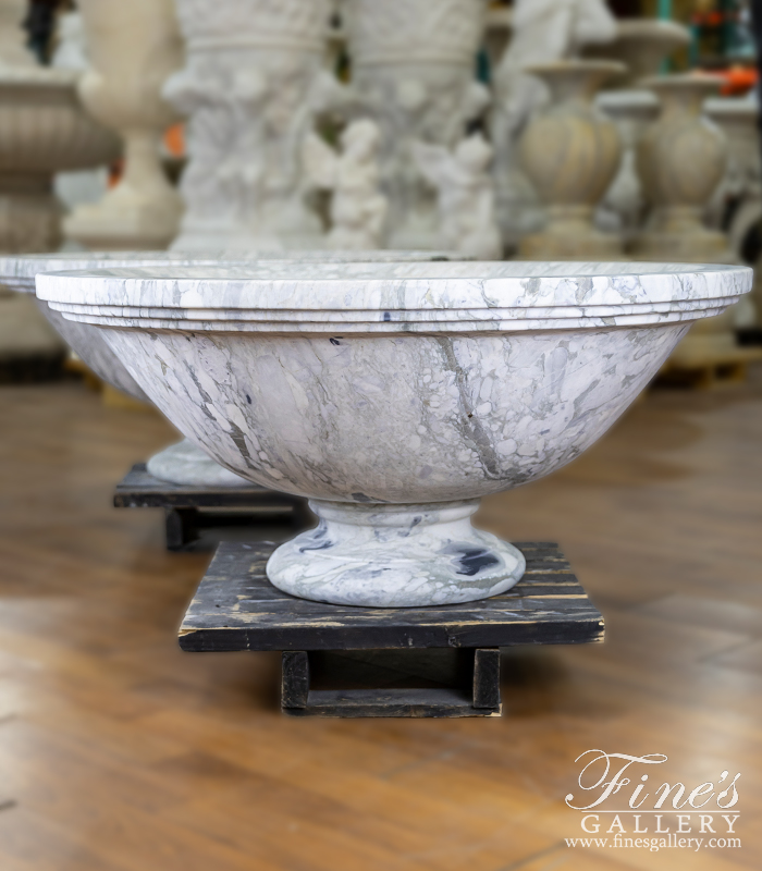 Marble Planters  - Modern Planter Pair In Arabascato Marble - MP-518